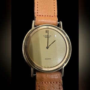 Lassalle Seiko Gold and Tan Leather Quartz Watch